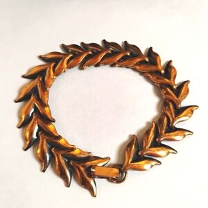 Vintage‎ Mid Century Style Copper Leaf Bracelet